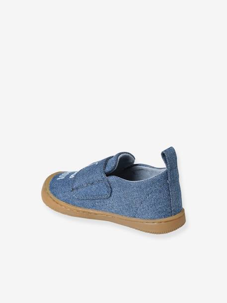 Denim Indoor Shoes with Hook-and-Loop Strap, for Babies denim blue - vertbaudet enfant 