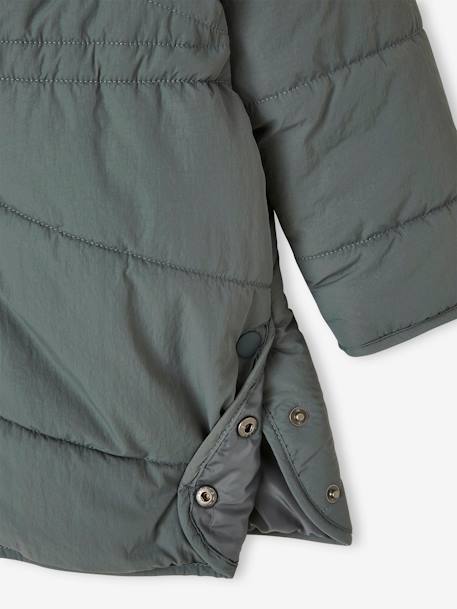 Long Lightly Padded Jacket with Shiny Hood for Girls green - vertbaudet enfant 