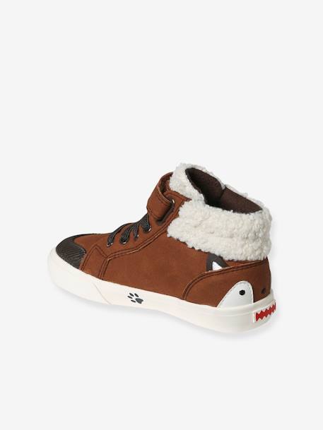 Baskets enfant garçon synthétique à scratchs et lacets élastiqués marron - vertbaudet enfant 