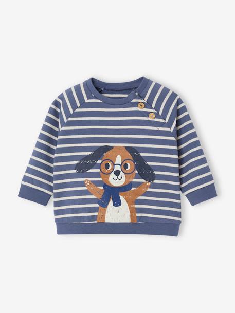 Sweat bébé en molleton rayé bleu+rayé vert+tomette - vertbaudet enfant 