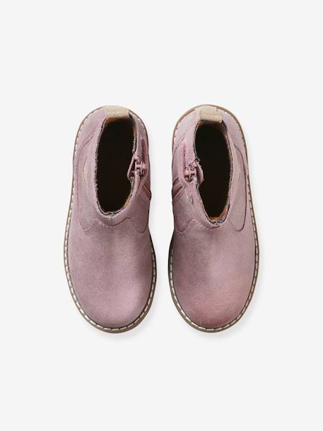 Boots coeur en cuir fille collection maternelle rose - vertbaudet enfant 