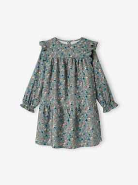 Girls-Frilly Dress with Floral Print for Girls