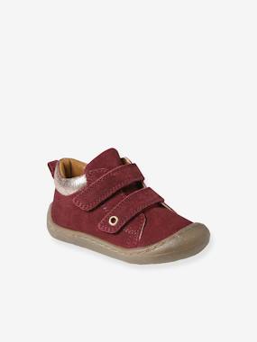 Shoes-Pram Shoes in Soft Leather, Hook&Loop Strap, for Babies, Designed for Crawling