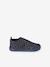 Indoor Shoes in Smooth Leather with Hook-&-Loop Strap, for Babies printed blue - vertbaudet enfant 