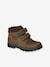 Boots scratchées et zippées en cuir enfant collection maternelle kaki - vertbaudet enfant 