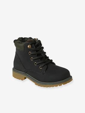 Shoes-Boys Footwear-Boots-Furry Boots with Laces & Zips for Children