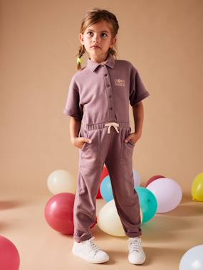 Short Sleeve Fleece Jumpsuit for Girls  - vertbaudet enfant