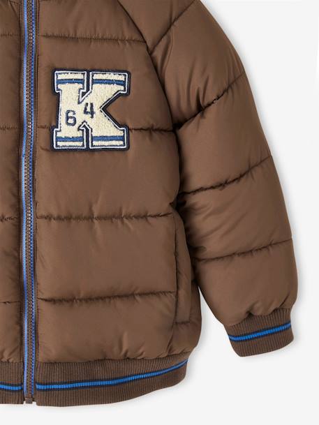 College-Style Padded Jacket with Polar Fleece Lining for Boys chocolate+fir green+navy blue - vertbaudet enfant 