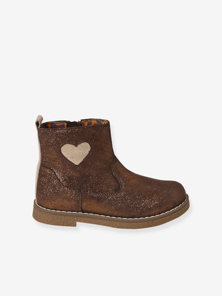 Leather Boots for Girls, Designed for Autonomy bronze+rose - vertbaudet enfant 