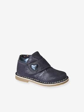 Boots in Iridescent Leather with Hook & Loop Strap, for Babies  - vertbaudet enfant
