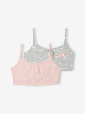 Girls-Pack of 2 Bras with Daisy Prints, for Girls
