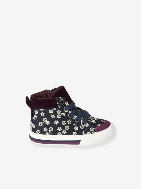 High-Top Trainers with Laces & Zip, for Babies printed violet - vertbaudet enfant 