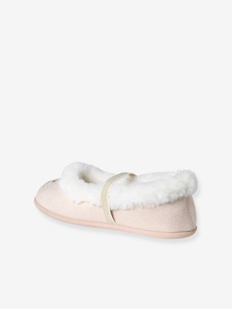 Chaussons ballerines élastiqués fourrés enfant or - vertbaudet enfant 