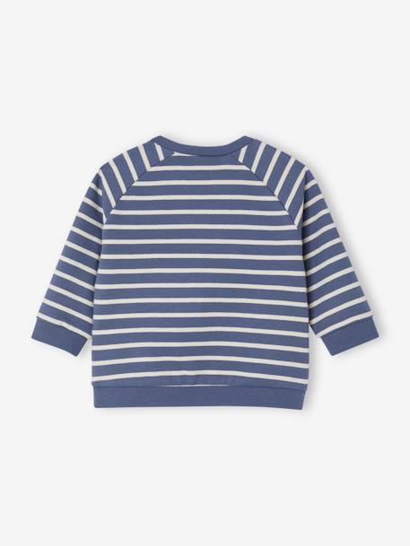 Sweat bébé en molleton rayé bleu+rayé vert+tomette - vertbaudet enfant 