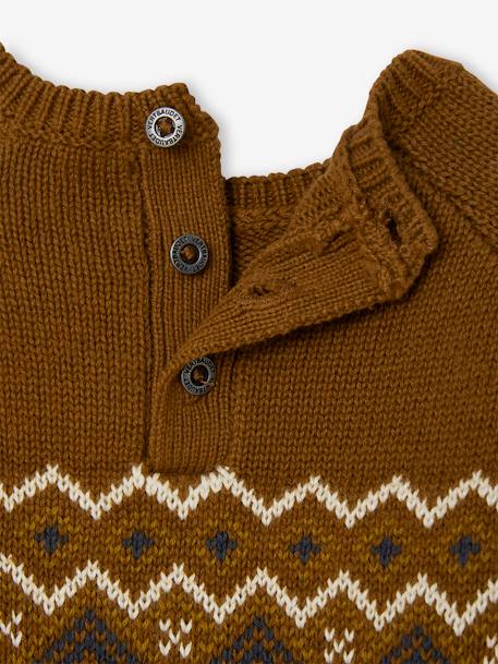 Jacquard Knit Jumper for Babies cinnamon+ecru+pearly grey - vertbaudet enfant 