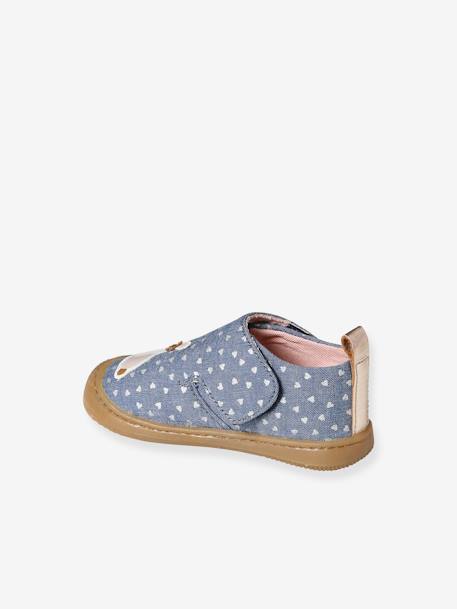 Chaussons bébé toile scratch blanc imprimé+bleu chambray+rose imprimé - vertbaudet enfant 