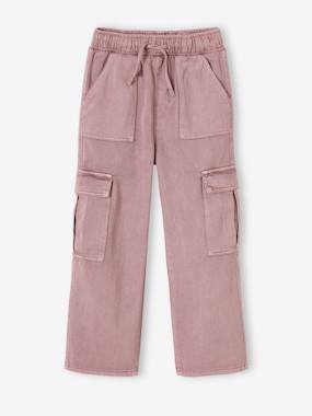 Easy-to-Slip-On Cargo Trousers for Girls  - vertbaudet enfant