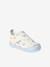 Indoor Shoes in Smooth Leather with Hook-&-Loop Strap, for Babies grey blue - vertbaudet enfant 