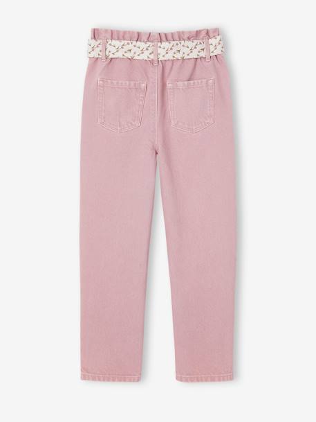 Pantalon fille paperbag ceinture foulard cannelle+mauve - vertbaudet enfant 