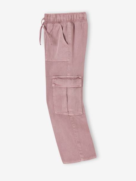 Easy-to-Slip-On Cargo Trousers for Girls mauve - vertbaudet enfant 