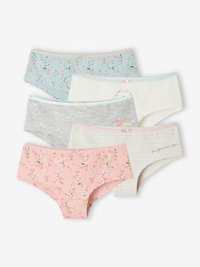 Girls-Underwear-Pack of 5 Flower Shorties for Girls