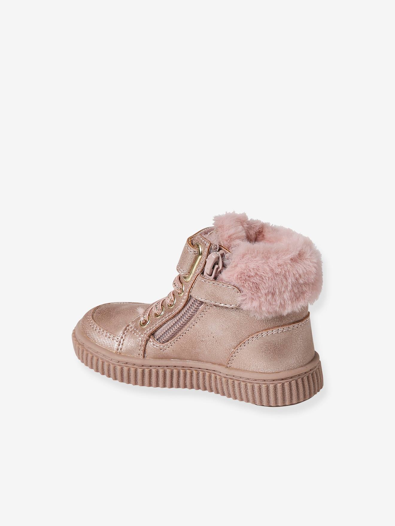 Baskets Cuir VERTBAUDET Pour Bébé - Pointure 24, Lacets Élastiques Et Scratch, Semelle Antidérapante - Fuchsia