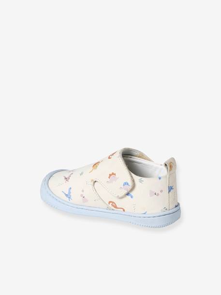 Chaussons scratchés bébé en cuir souple bleu grisé - vertbaudet enfant 