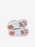 Indoor Shoes in Smooth Leather with Hook-&-Loop Strap, for Babies grey blue - vertbaudet enfant 