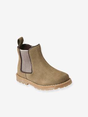 Leather Boots with Zip & Elastic for Babies  - vertbaudet enfant
