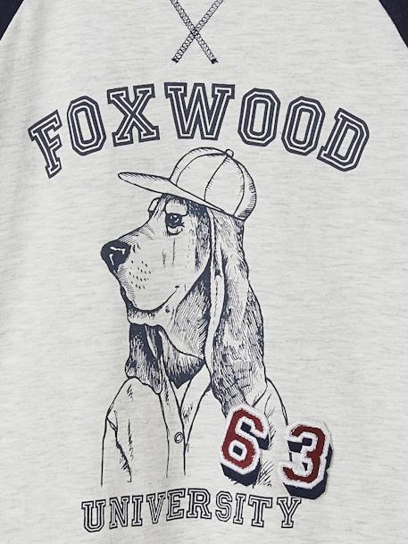 T-shirt motif chien animation badge garçon manches longues raglan marine - vertbaudet enfant 