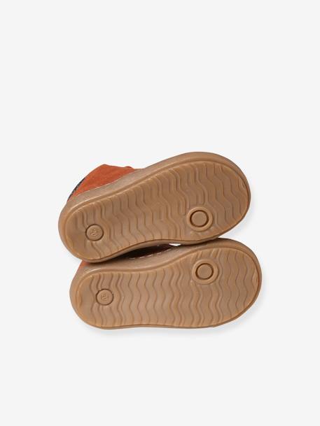 Leather Ankle Boots with Laces & Zips for Babies rust - vertbaudet enfant 