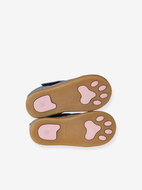 Chaussons bébé toile scratch blanc imprimé+bleu chambray+rose imprimé - vertbaudet enfant 