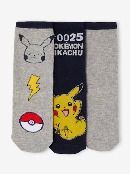 chaussettes garcon imprimees (lot de 3) - pokemon multicolore