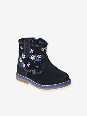 Printed Leather Boots with Zip for Babies  - vertbaudet enfant