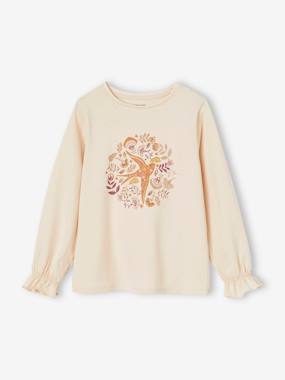 Girls-Romantic Top with Fancy Motif for Girls