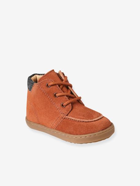 Bottines en cuir lacées et zippées bébé rouille - vertbaudet enfant 