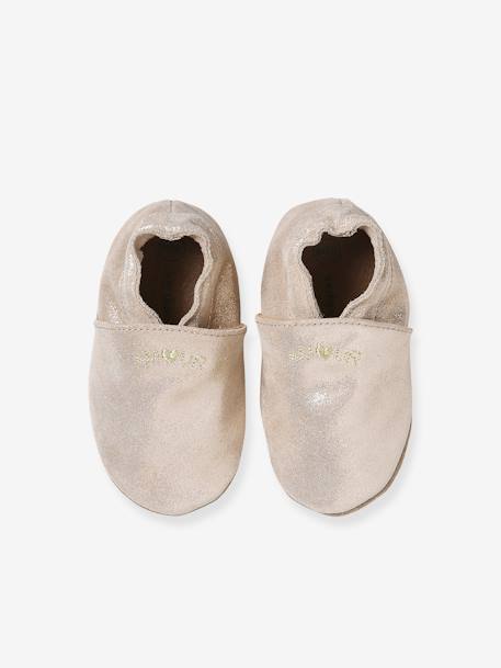 Supple Leather Shoes with Elastic, for Babies gold - vertbaudet enfant 