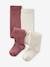 Pack of 2 Pairs of Tights, Openwork/Plain, for Baby Girls plum - vertbaudet enfant 