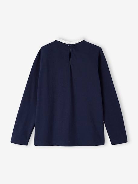 Harry Potter® Long Sleeve Top with Voile Collar for Girls navy blue - vertbaudet enfant 