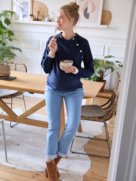 Fleece Sweatshirt, Maternity & Nursing Special navy blue - vertbaudet enfant 