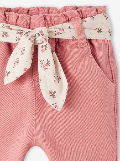Trousers with Fabric Belt for Babies old rose - vertbaudet enfant 