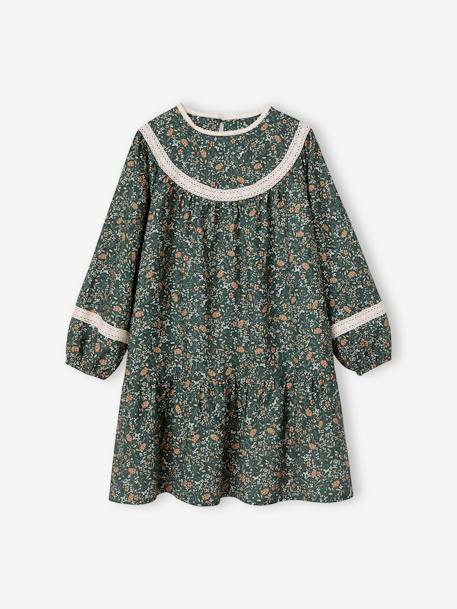 Floral Dress for Girls beige+green+night blue - vertbaudet enfant 