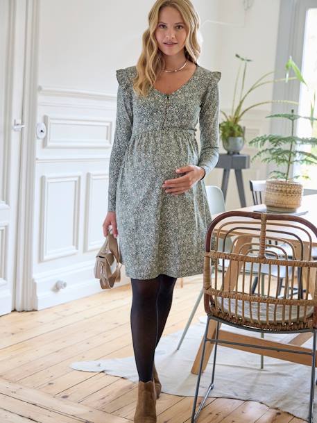 Robe courte en maille grossesse et allaitement NOIR FONCE UNI+ROUGE MOYEN UNI+vert sapin - vertbaudet enfant 