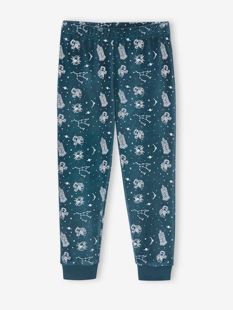 Velour Pyjamas with Glow-In-The-Dark Rocket for Boys peacock blue - vertbaudet enfant 