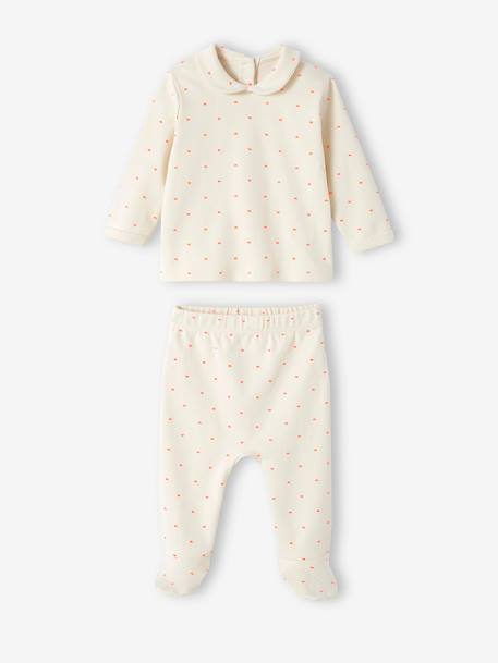 Lot de 2 pyjamas coeur bébé en interlock écru - vertbaudet enfant 