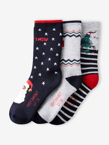 Gift Box with 3 Pairs of Christmas Socks for Boys navy blue - vertbaudet enfant 