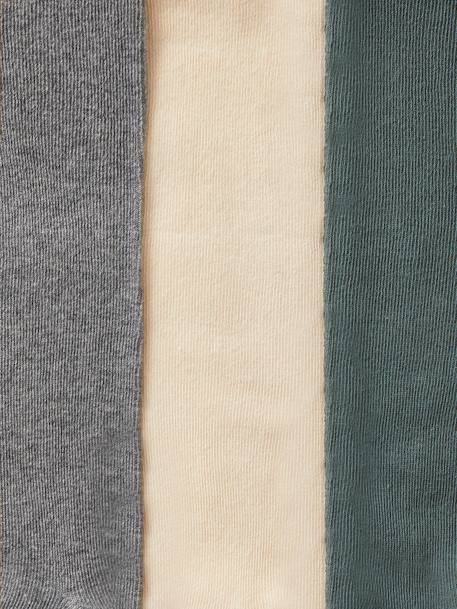 Pack of 3 Knitted Tights for Babies GREEN MEDIUM 2 COLOR/MULTICOLR+marl grey+old rose+White - vertbaudet enfant 