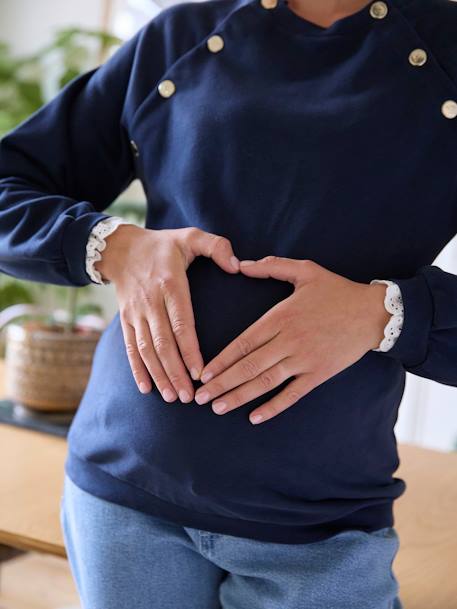 Fleece Sweatshirt, Maternity & Nursing Special navy blue - vertbaudet enfant 