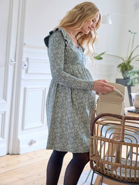 Robe courte en maille grossesse et allaitement NOIR FONCE UNI+ROUGE MOYEN UNI+vert sapin - vertbaudet enfant 