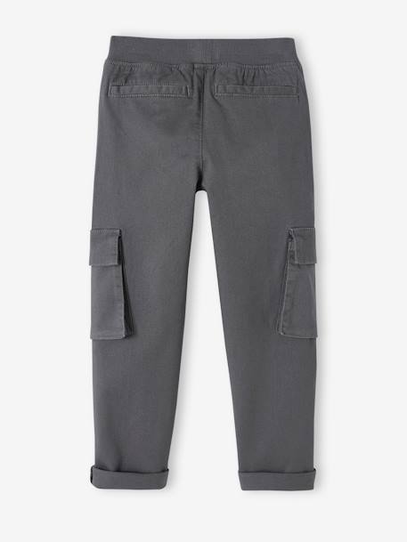 NARROW Hip Morphologik Cargo Trousers, Pull-Ons, for Boys bronze+slate grey - vertbaudet enfant 